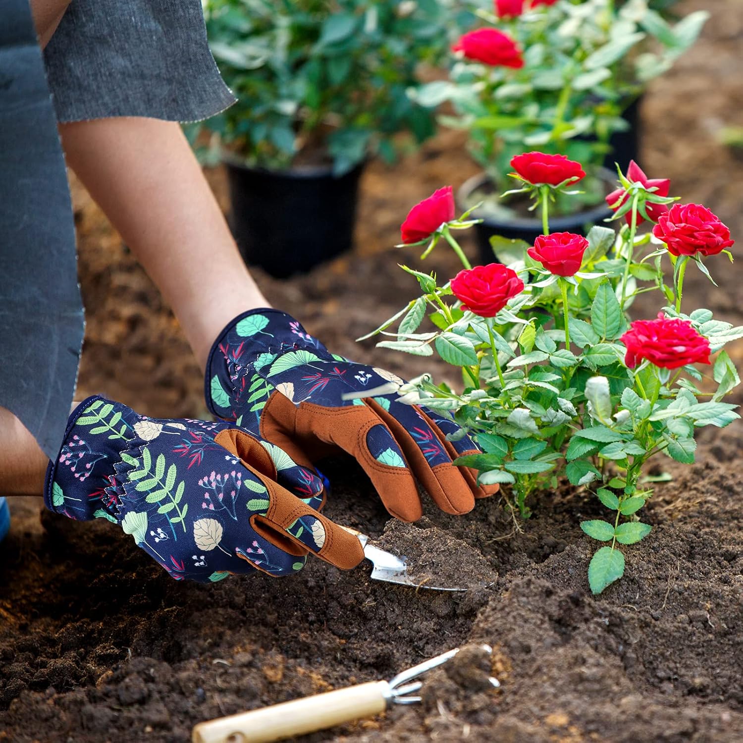Bamllum Leather Gardening Gloves for Women - Working Gloves for Weedin