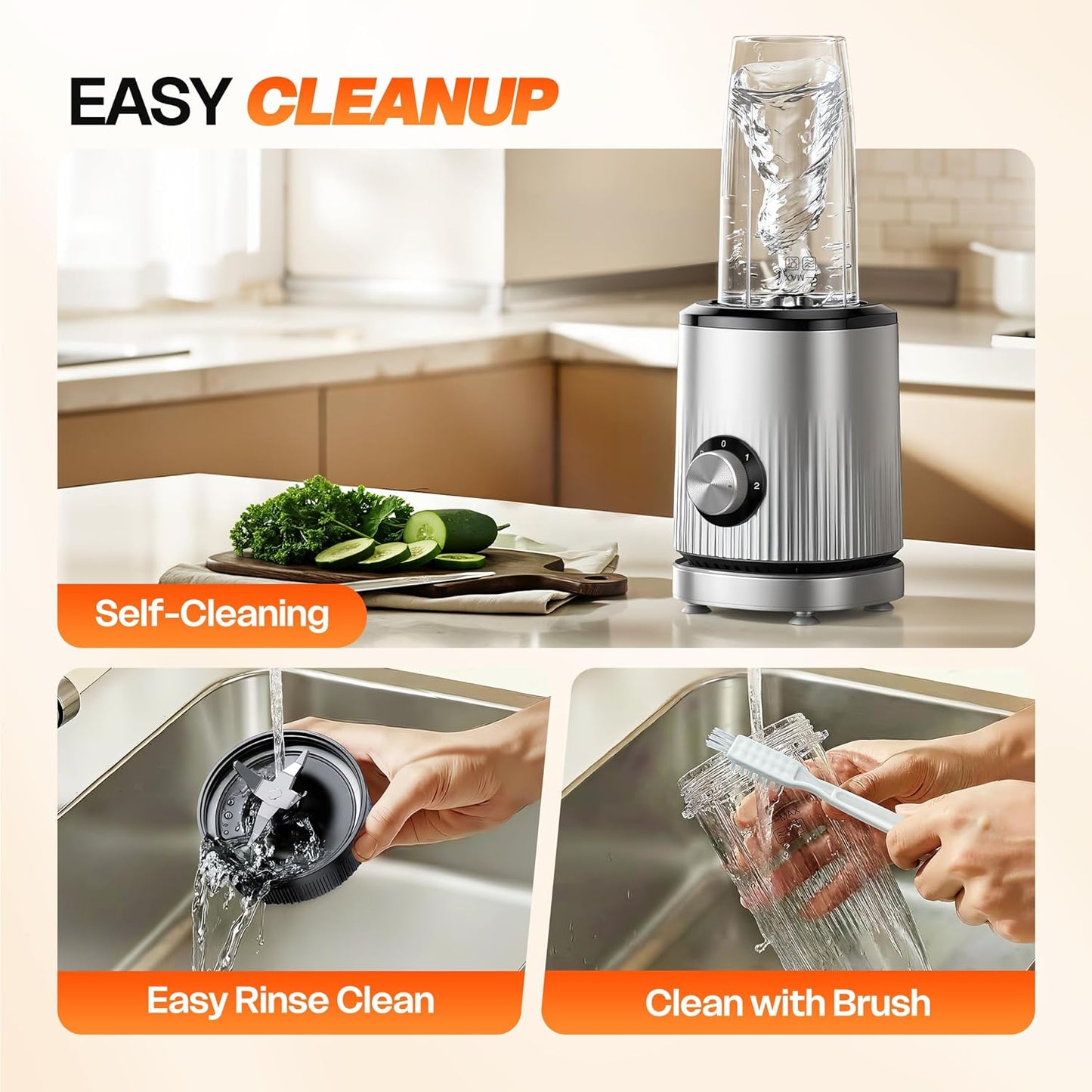 Blender for Smoothies Portable Personal Blender for Shakes and Smoothies for Kitchen with 2 * 24oz Portable Cups and Extra Lid, Smoothie Maker Machine for Juices, Baby Food, Nutritious Recipe