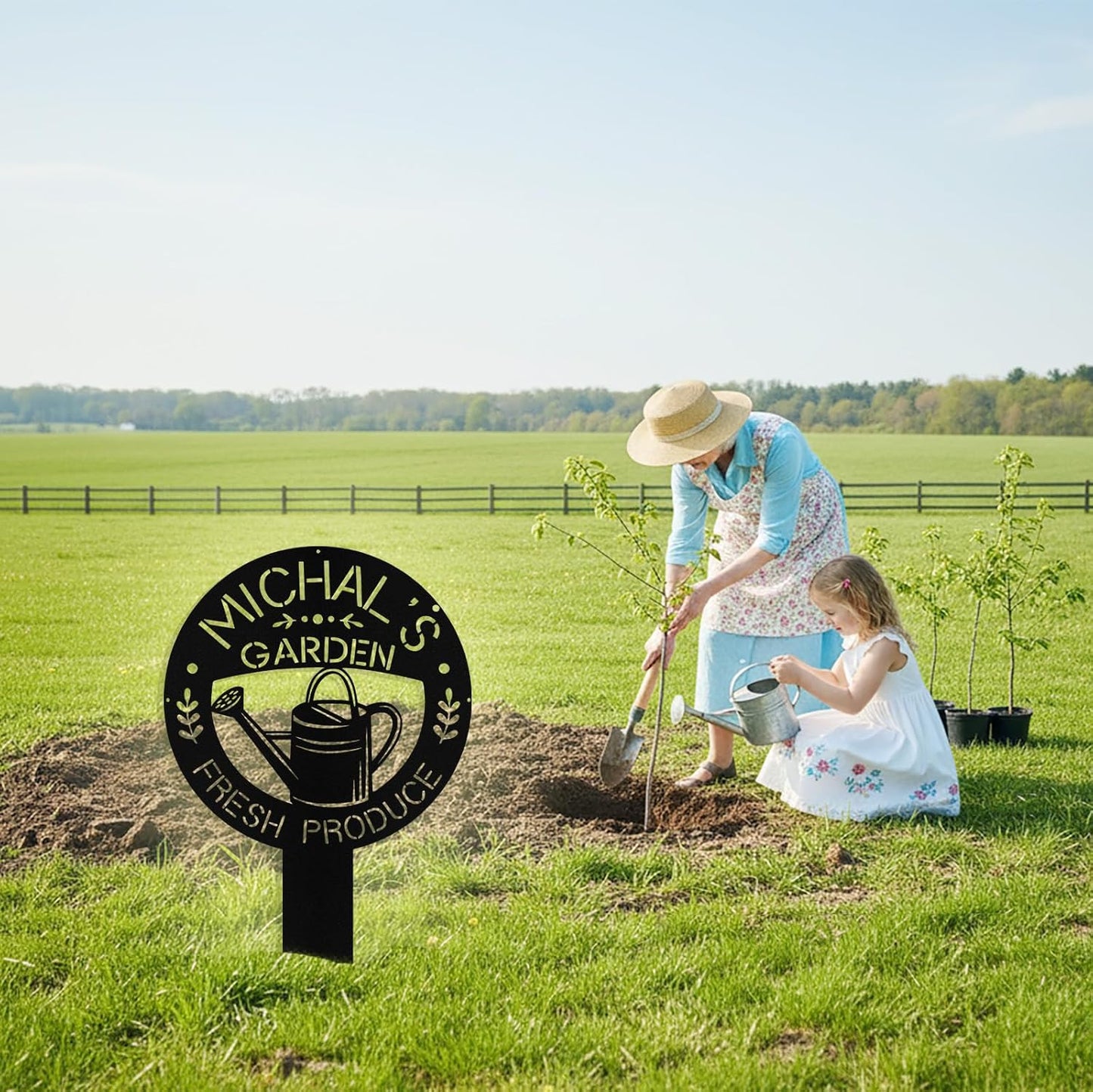 Personalized Garden Signs with Stakes, Custom Metal Garden Tool Signs for Outside, Custom Gardens Name Sign, Patio Yard Decor Stake, Gardening Gift