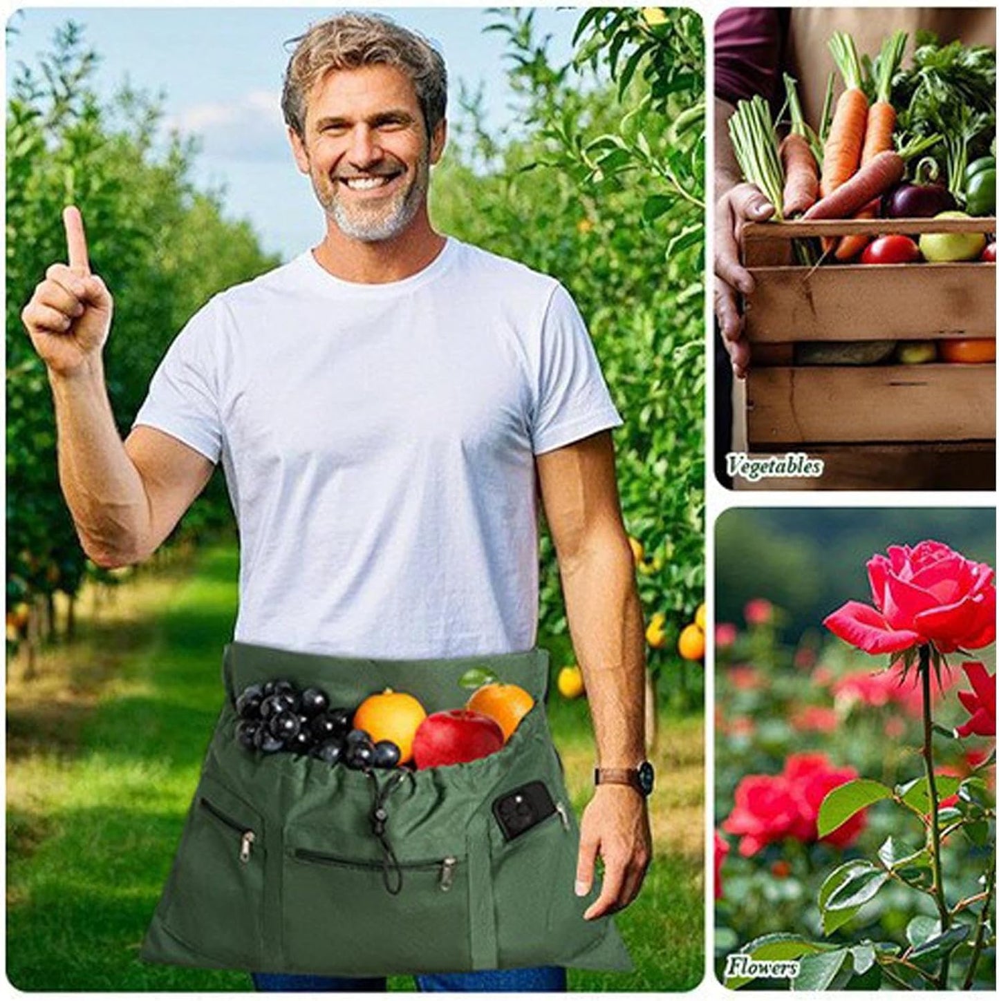 Gardening Apron with Pockets, Waterproof Garden Tool Apron, Heavy Duty Safety Gardening Accessories for Storing Small Items Picking Tools Fruit, Fabric for Outdoor Yard Work Home Improvement Daily Use
