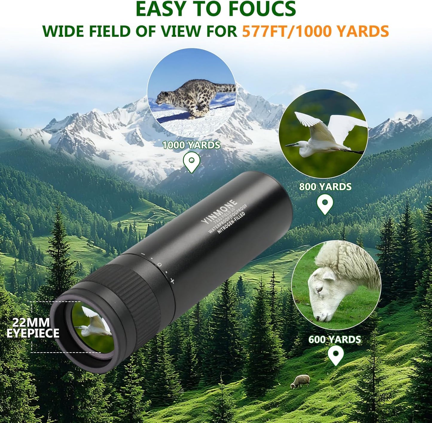 HD Small 7x32 Waterproof Monocular Handheld,with Clear Vision FMWC BAK4 Lens,Metal Body Heavy Duty Pocket Compact Monocular Telescope for Outdoor Hiking,Camping,Travel Bird Watching,Hunting,Man Gift