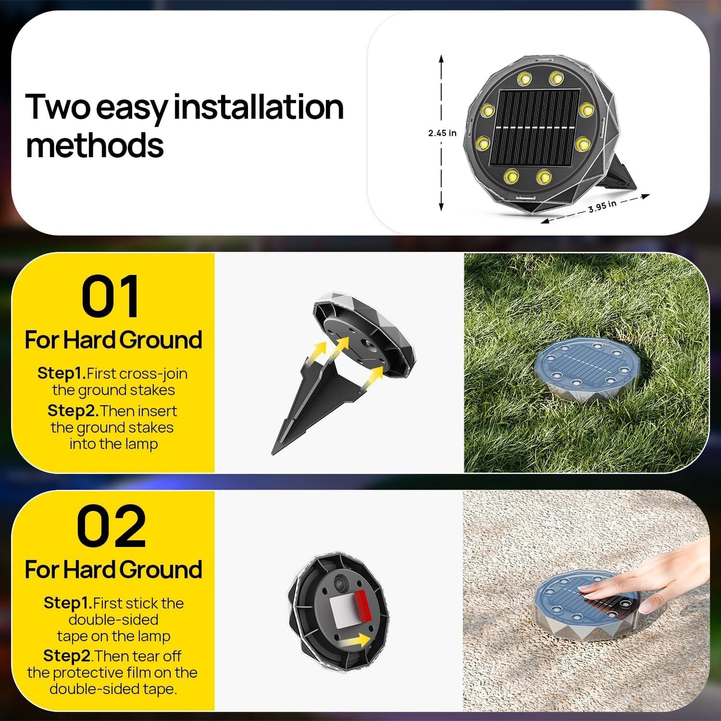 Solar Ground Lights with Remote, 15 Multi Color Solar Garden Lights Wa