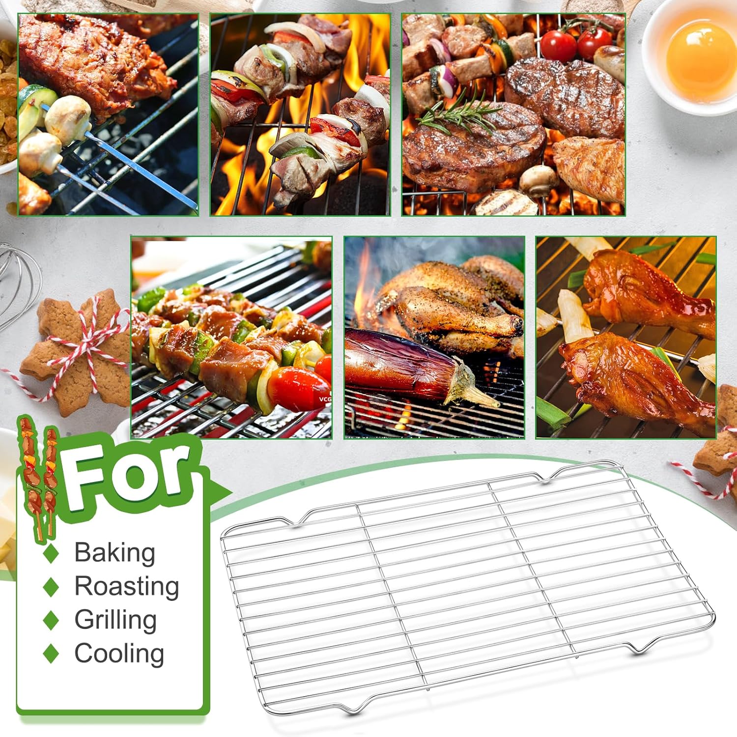 Cooling Rack and Baking Rack with Stainless Steel, 2 - Pack 10 x 15 In