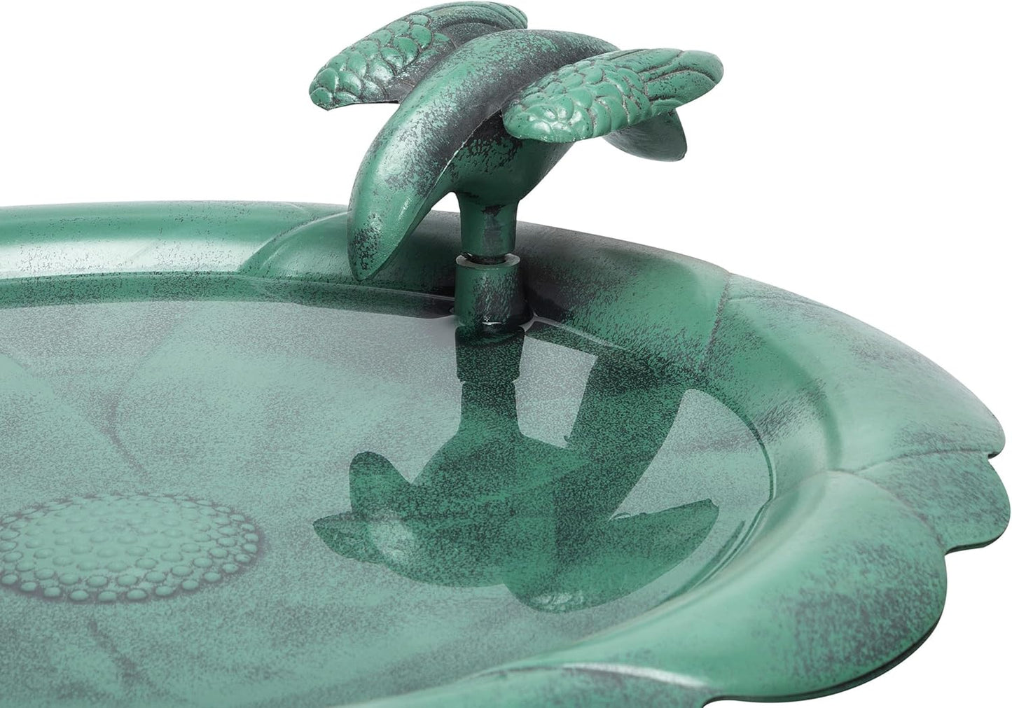 Alpine Corporation 31" Tall Outdoor Antique Flower Birdbath with Bird Decoration Yard Statue, Durable Polypropylene Construction for Patio, Deck, or Yard, Green