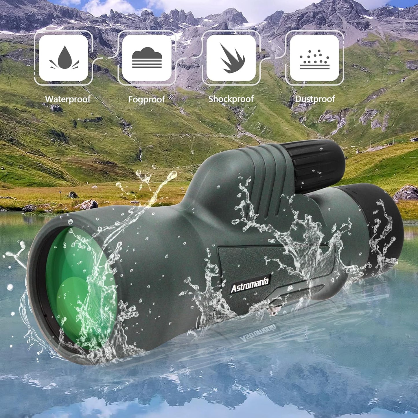 Astromania 10X50 BAK4 High Power Prism Monoculars, Waterproof, Compact Handheld Monoscope for Bird Watching, Sporting Events, Traveling Gifts for Men