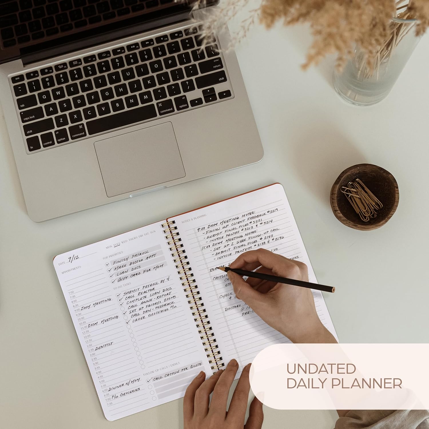 Beautiful Daily Planner And Notebook With Hourly Schedule - Aesthetic 