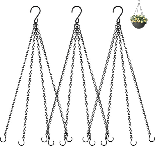 garini 3 Pack, 23 Inch Hanging Baskets Chain, Hanging Chains with Hooks Flower Pot Chain Replacement Plant Hangers for Planters, Bird Feeders and Lanterns(Black)…