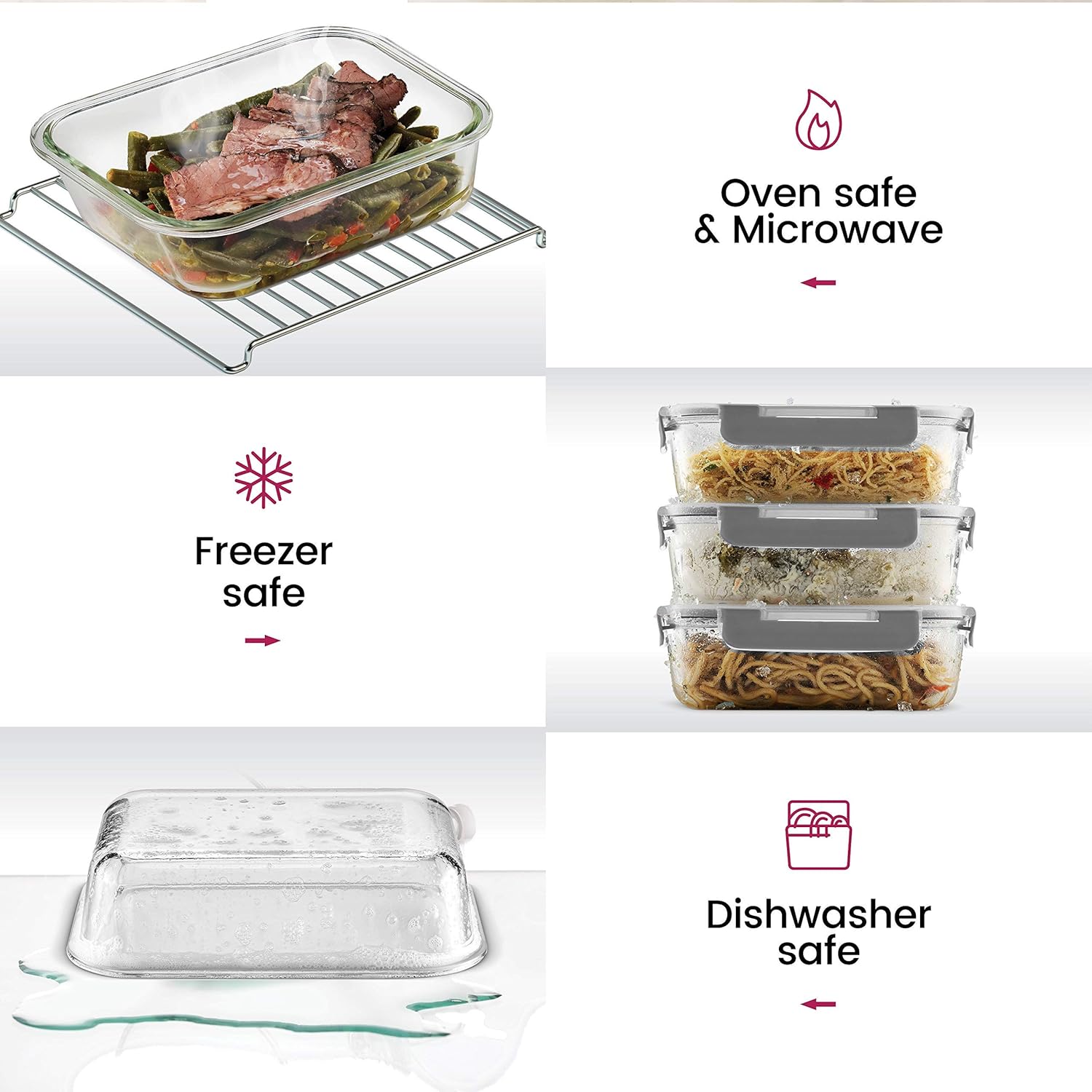 FineDine 24 Piece Premium Borosilicate Glass Meal Prep Containers Glas