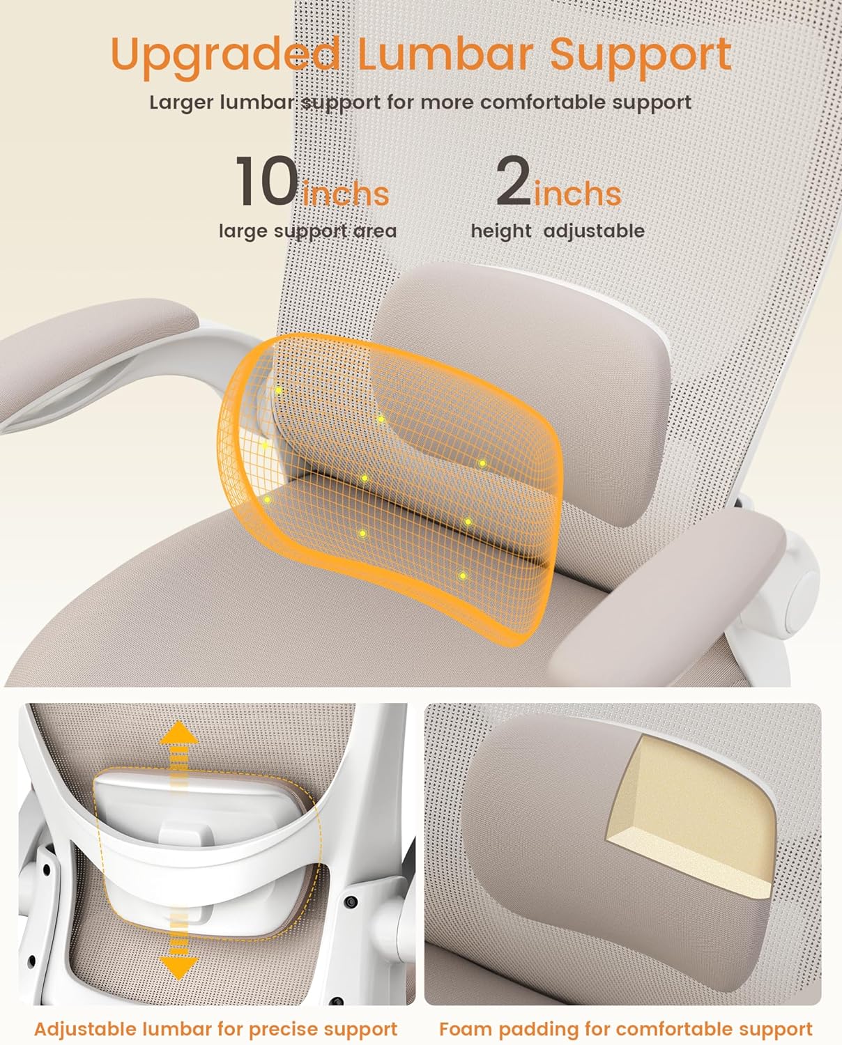 Office Chair, Ergonomic Desk Chair with Adjustable Lumbar Support and 