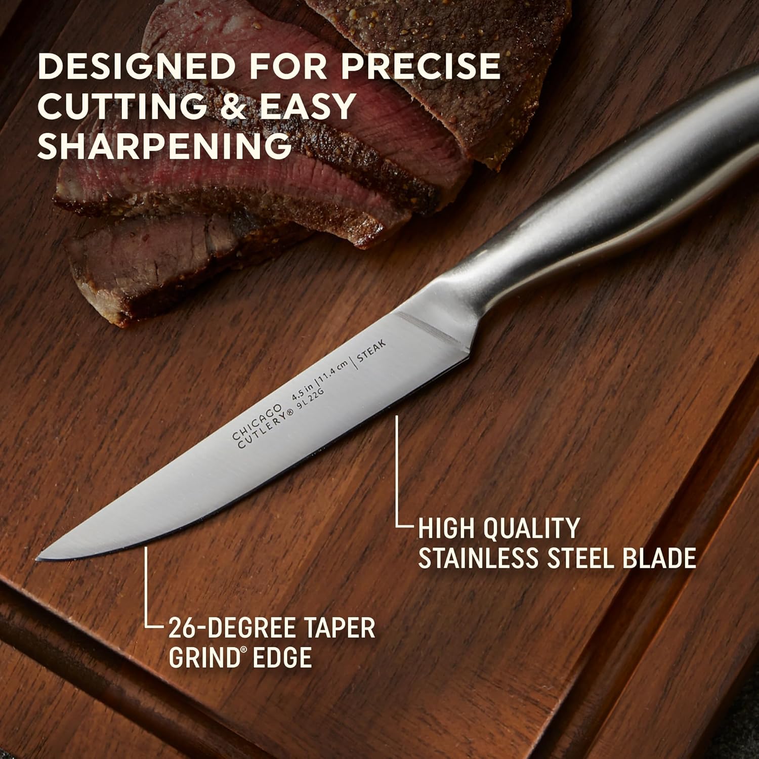 Chicago Cutlery Insignia Steel 4-Piece Steak Knives, 4.5" Stainless St