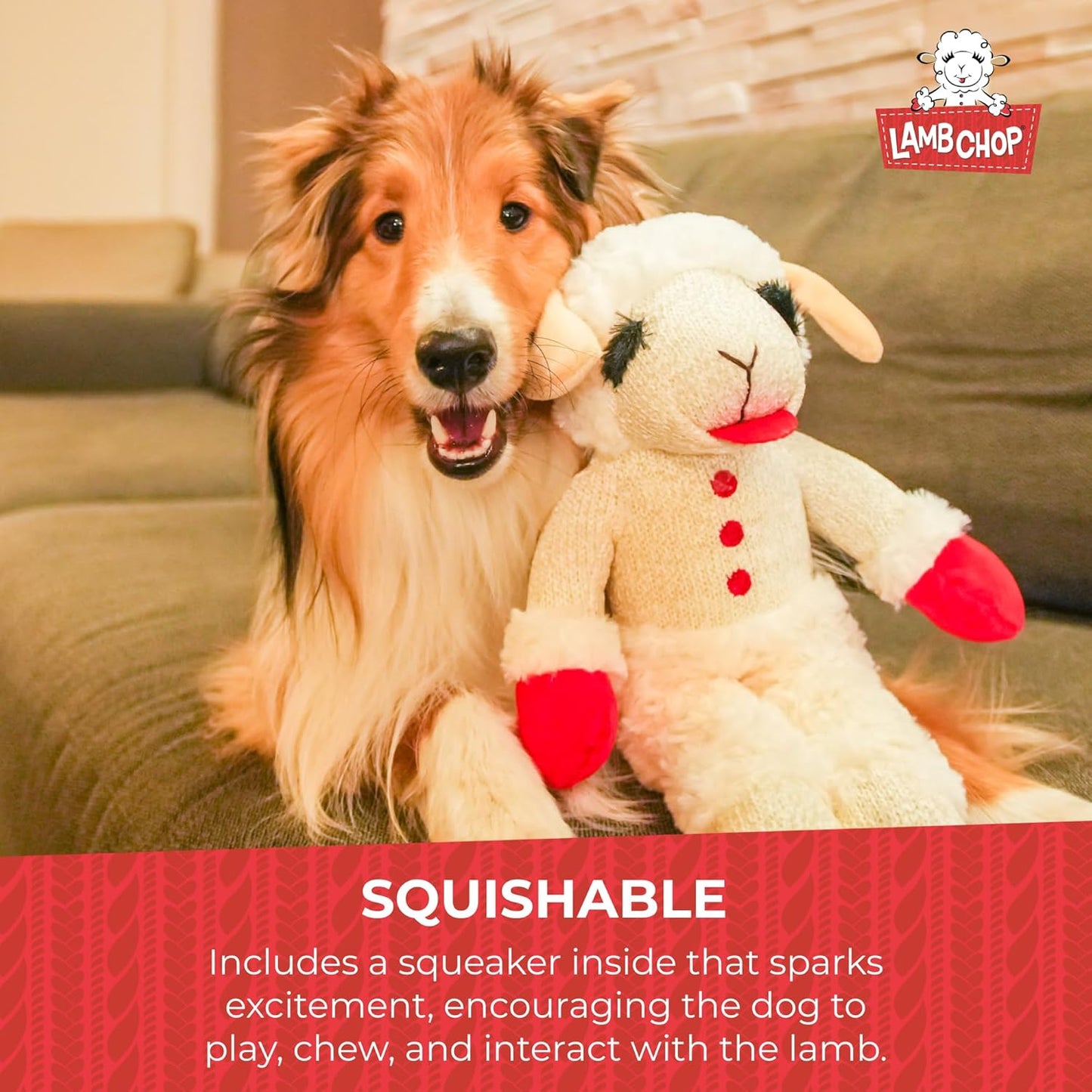 Multipet Lamb Chop Dog Plush Toy - Squeaky Toy for All Dogs - Extra So