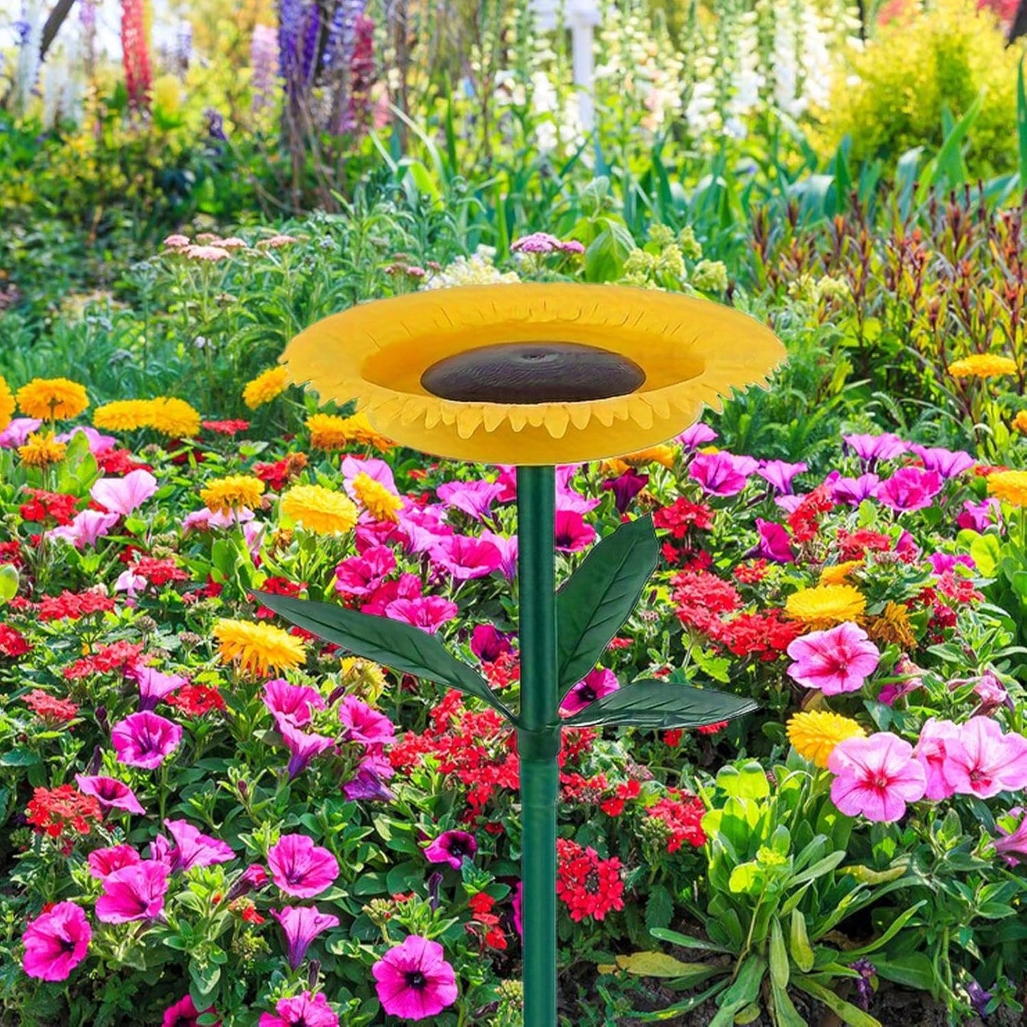 Sunflower Bird Feeders Outdoor, Standing Flower Dish Birds Feeding, Garden Feeder Baths for Wild Birds, Sunflower Tray Stake for Garden Decoration