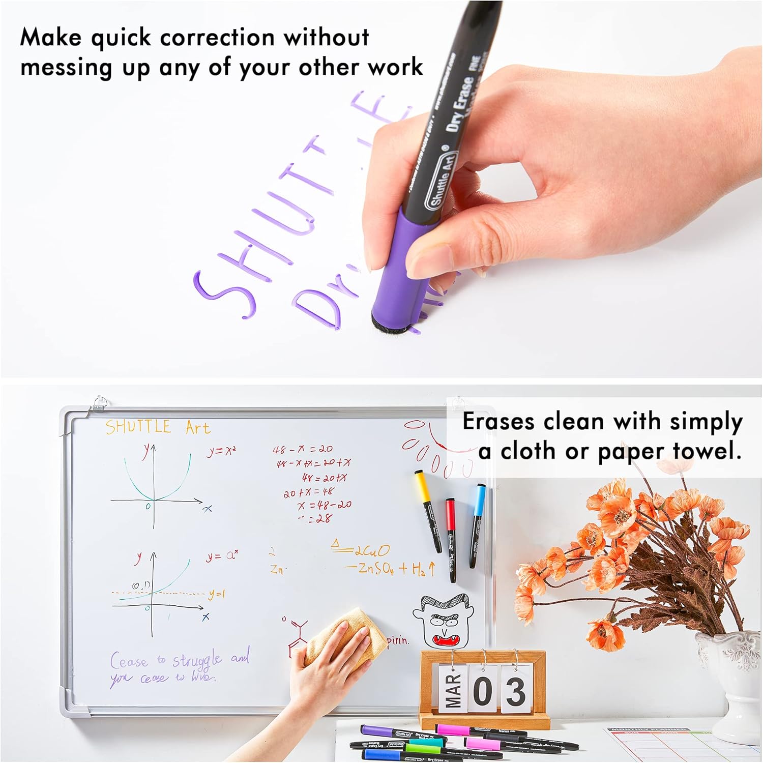 Shuttle Art Dry Erase Markers, 15 Colors Magnetic Whiteboard Markers, 
