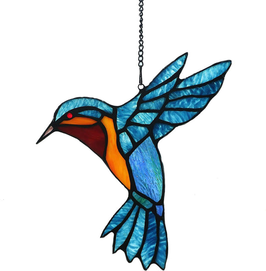 Stained Glass Bird Window Hangings SunCatcher, 9" x 7 1/2”