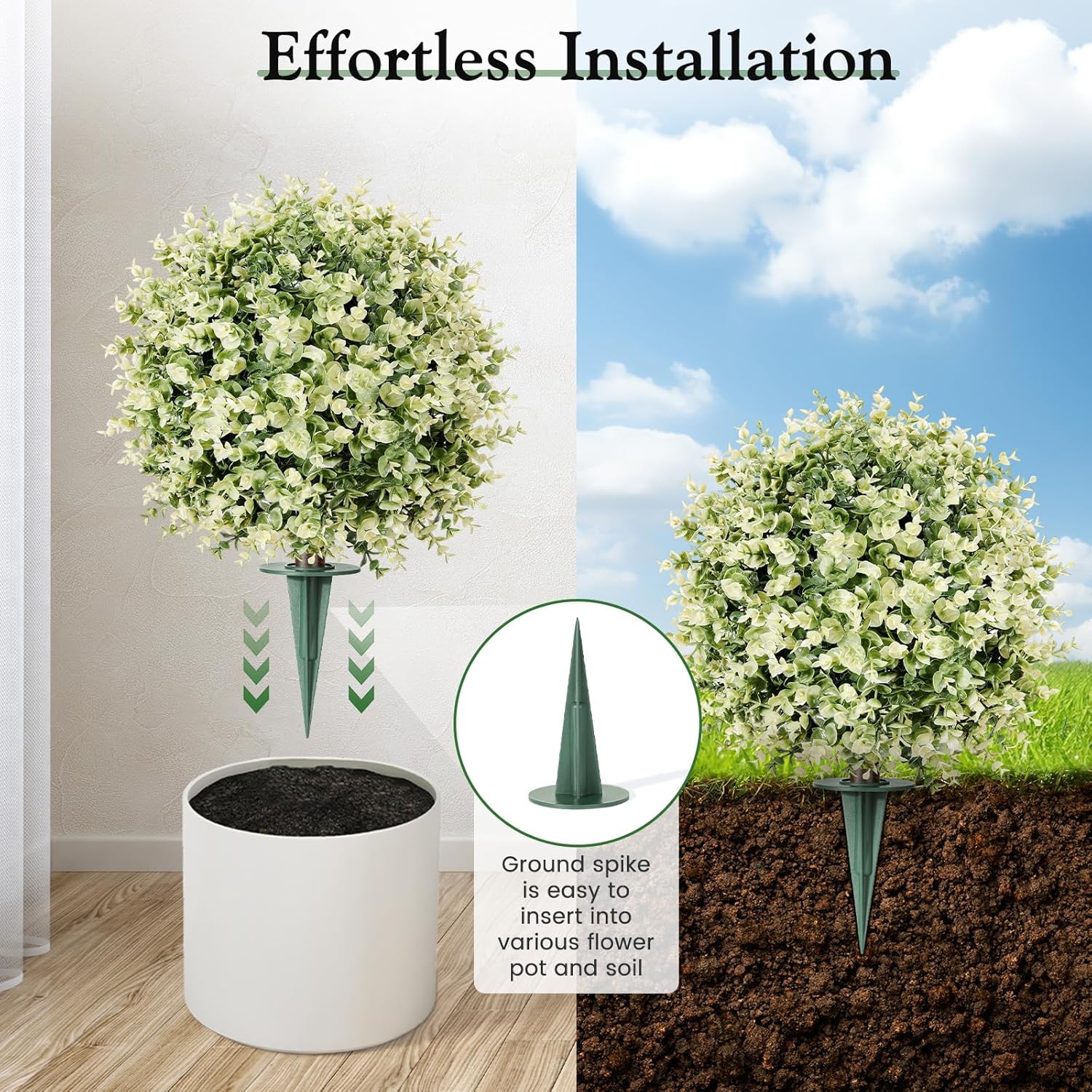 Lewondr Artificial Boxwood Topiary Ball Trees, 22.83'' Fake Plants Out