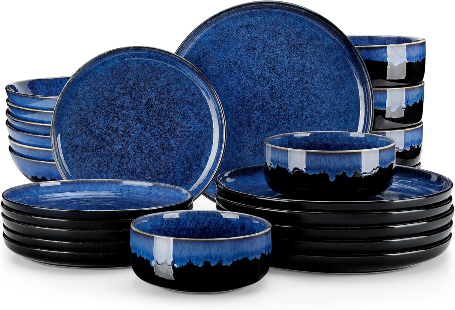 vancasso Starry Plates and Bowls Sets for 6, 24 Pieces Dinnerware Sets