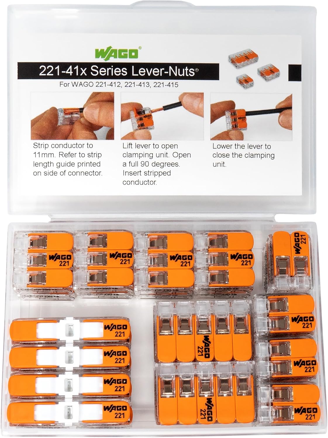 WAGO 221 Lever Nuts 28pc Compact Splicing Wire Connector Assortment wi