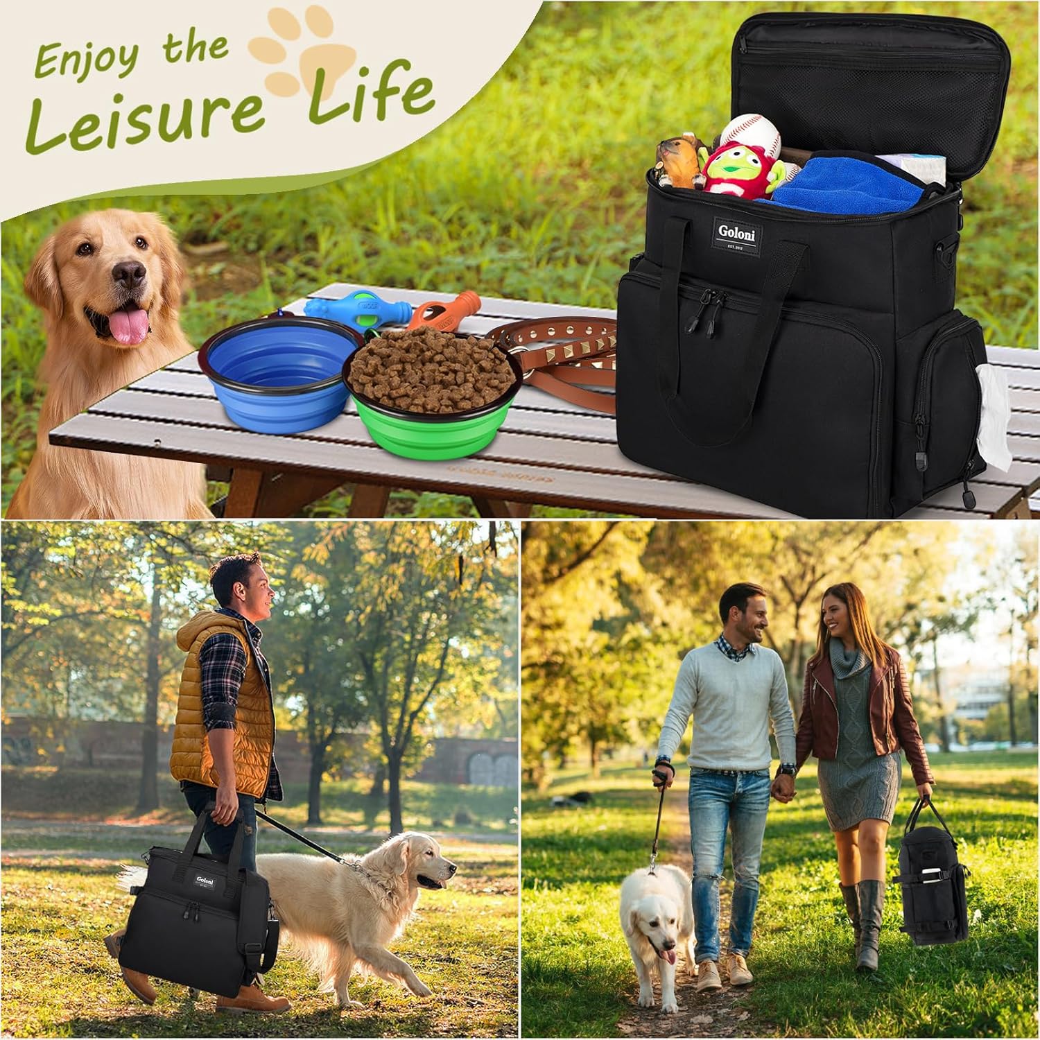 Dog Travel Bag Airline Approved–Pet Travel Tote with Collapsible Bowls