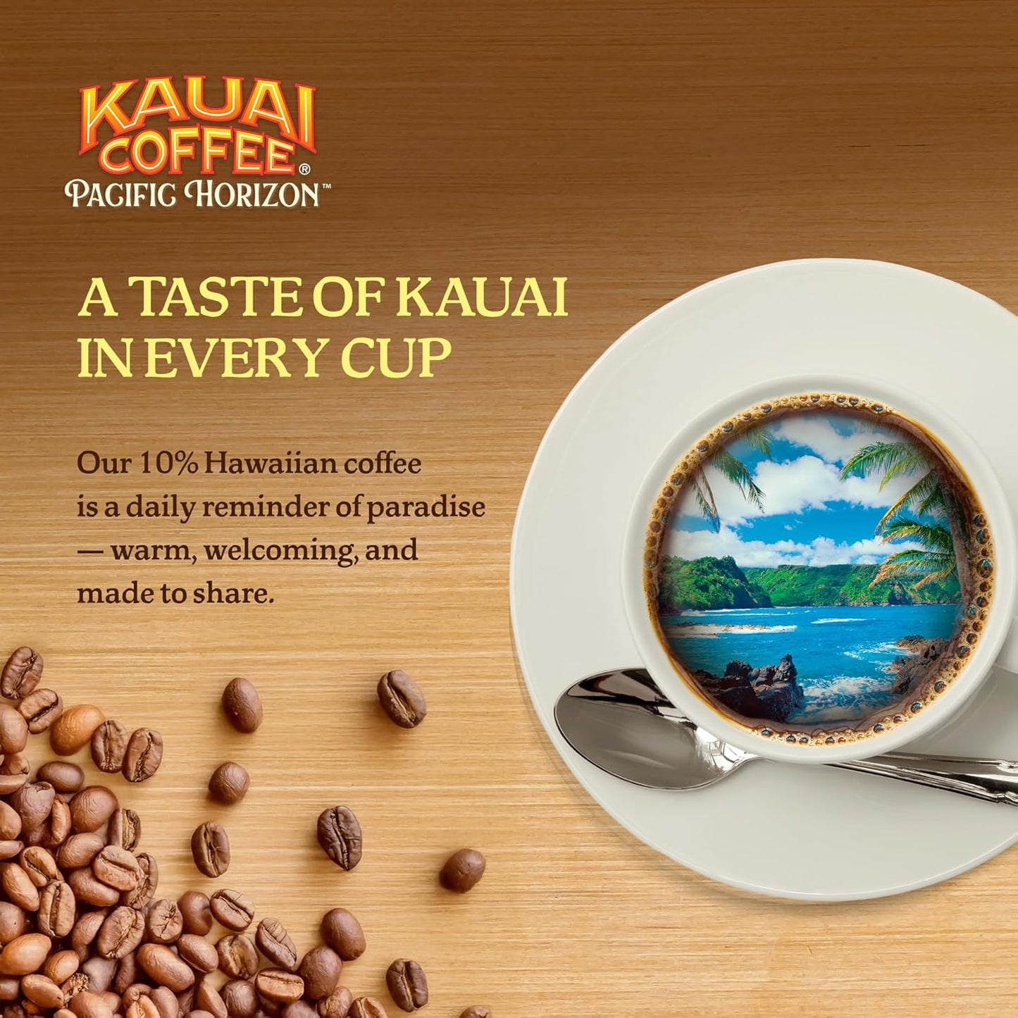 Kauai Coffee Whole Bean Coffee – Smooth, Non-Bitter Pure Arabica – Light Floral Notes & Bright Aroma – Grown on Hawaii's Largest Coffee Farm – Koloa Estate Medium Roast, 1 Pack of 10oz