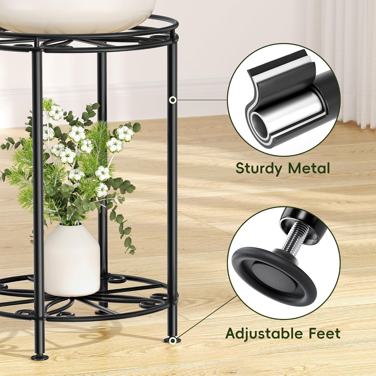 Plant Stand 2-Tier 10.2in Width 16.4in Tall Flower Pot Rack Small Plan