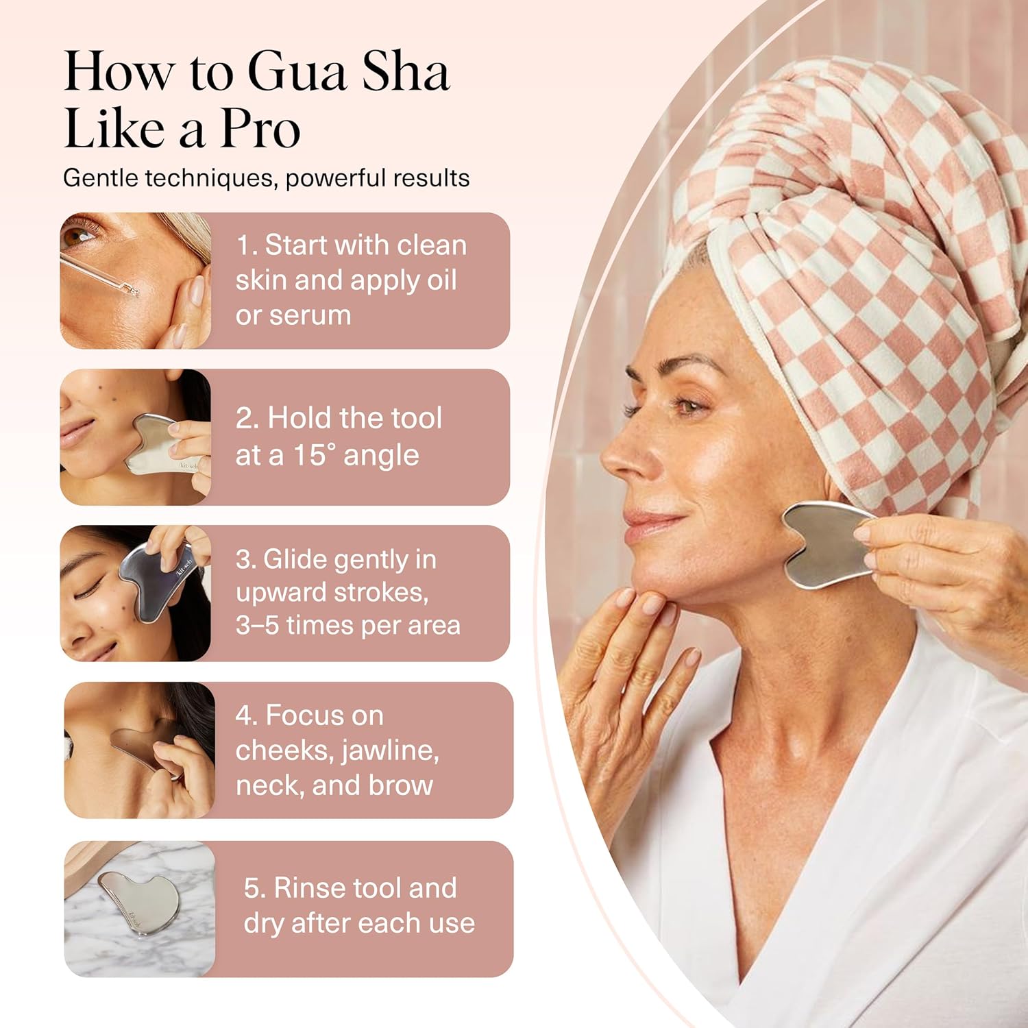 Kitsch Stainless Steel Gua Sha Facial Tools - Guasha Tool for Face, Fa