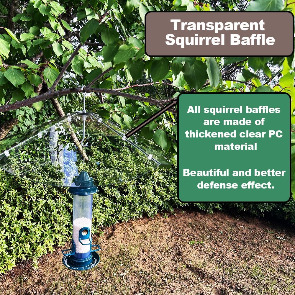 24inch Squirrel Baffle for Hanging Bird Feeders, Made of Transparent Extra Thick Pc Material, Outdoor Bird Feeder Seed Rain Cover.