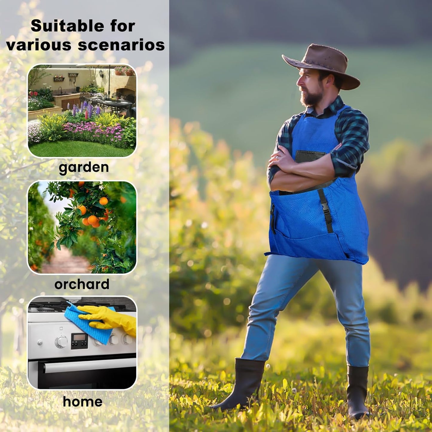 Gardening Apron, Garden Apron with Quick Release Pockets,Water Resistant Oxford with Adjustment Cross Strap,Farm Work