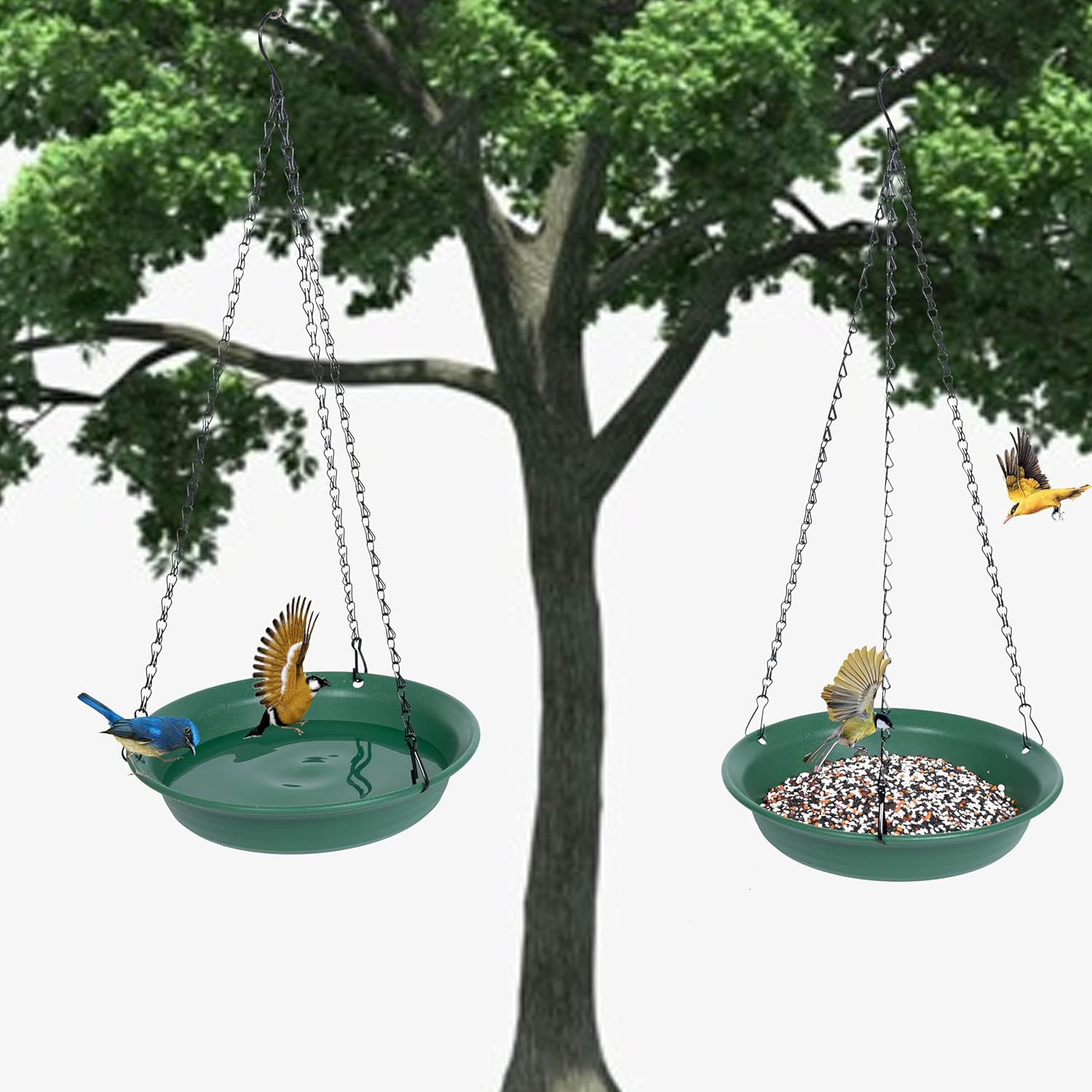 Hanging Bird Feeder & Bath for Outdoors, Wild Bird Feeders Tray, Hangi