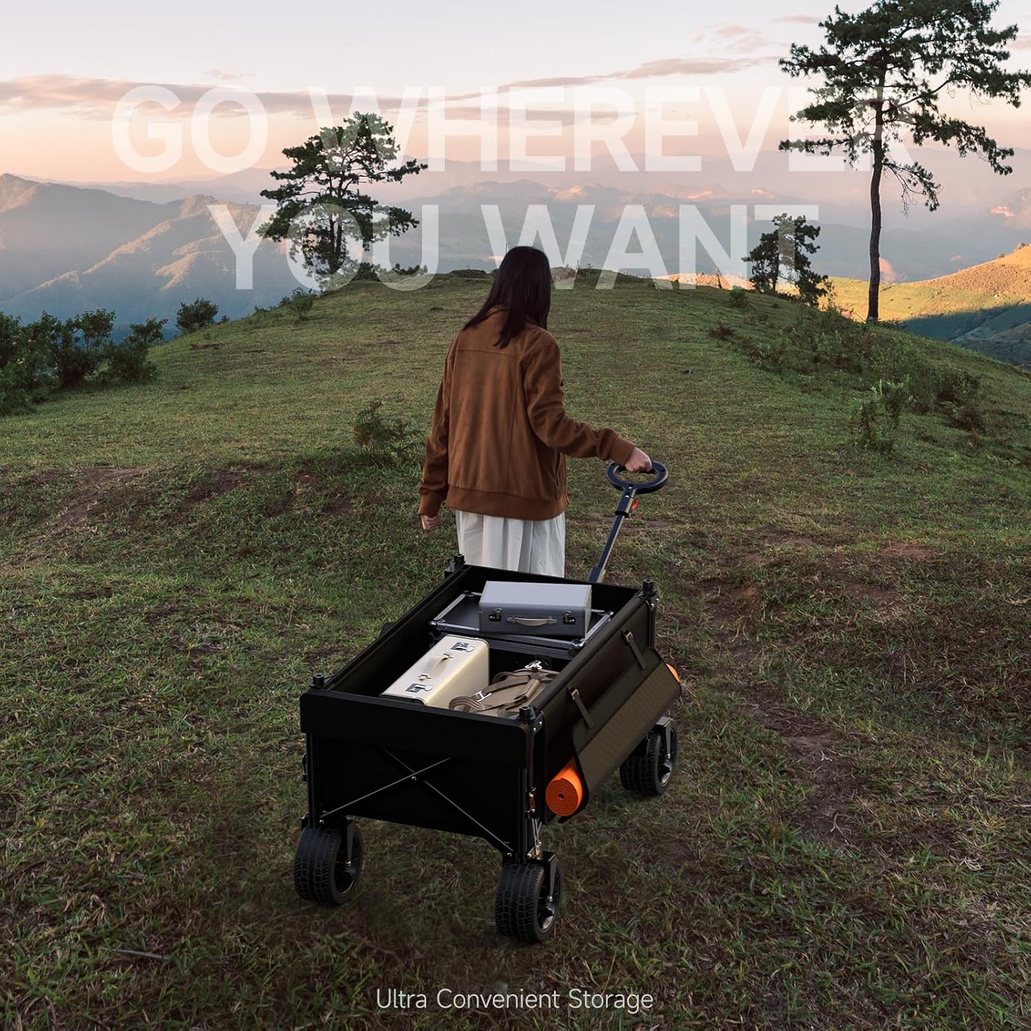 Collapsible Folding Wagon with Extended Tailgate, 150L & 580LBS Wagons