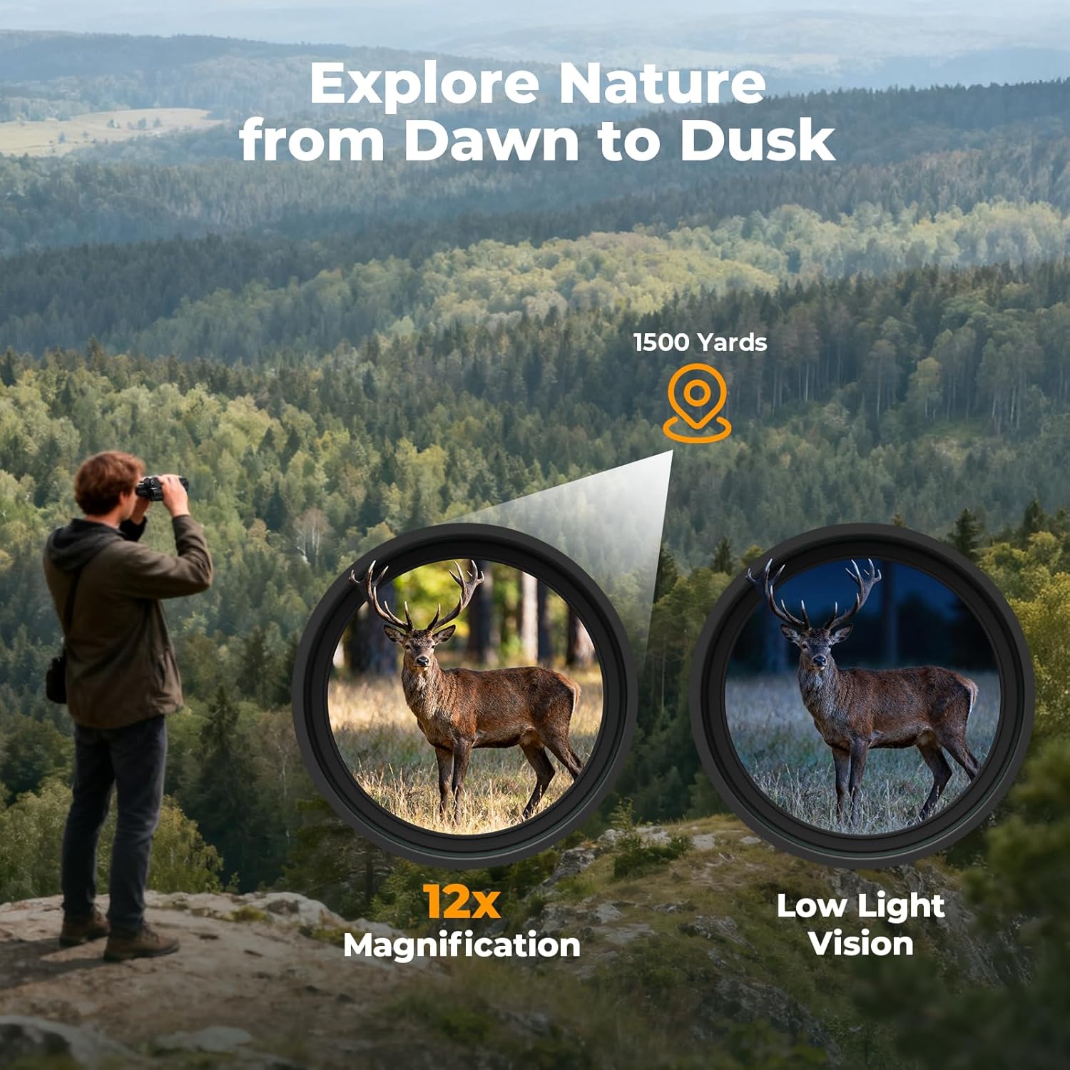 ESAKO 12x30 High Powered Binoculars for Adults & Kids, Compact Waterpr