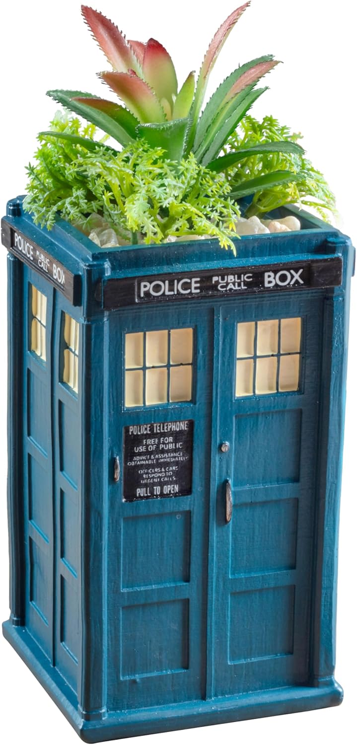 Doctor Who 6" Ceramic Tardis Planter - For Real, Fake Plants & Succulents - Collectible Dr. Who Police Box Decor for Home or Office - Officially Licensed - Stocking Stuffer Gift for Teens, Women & Men