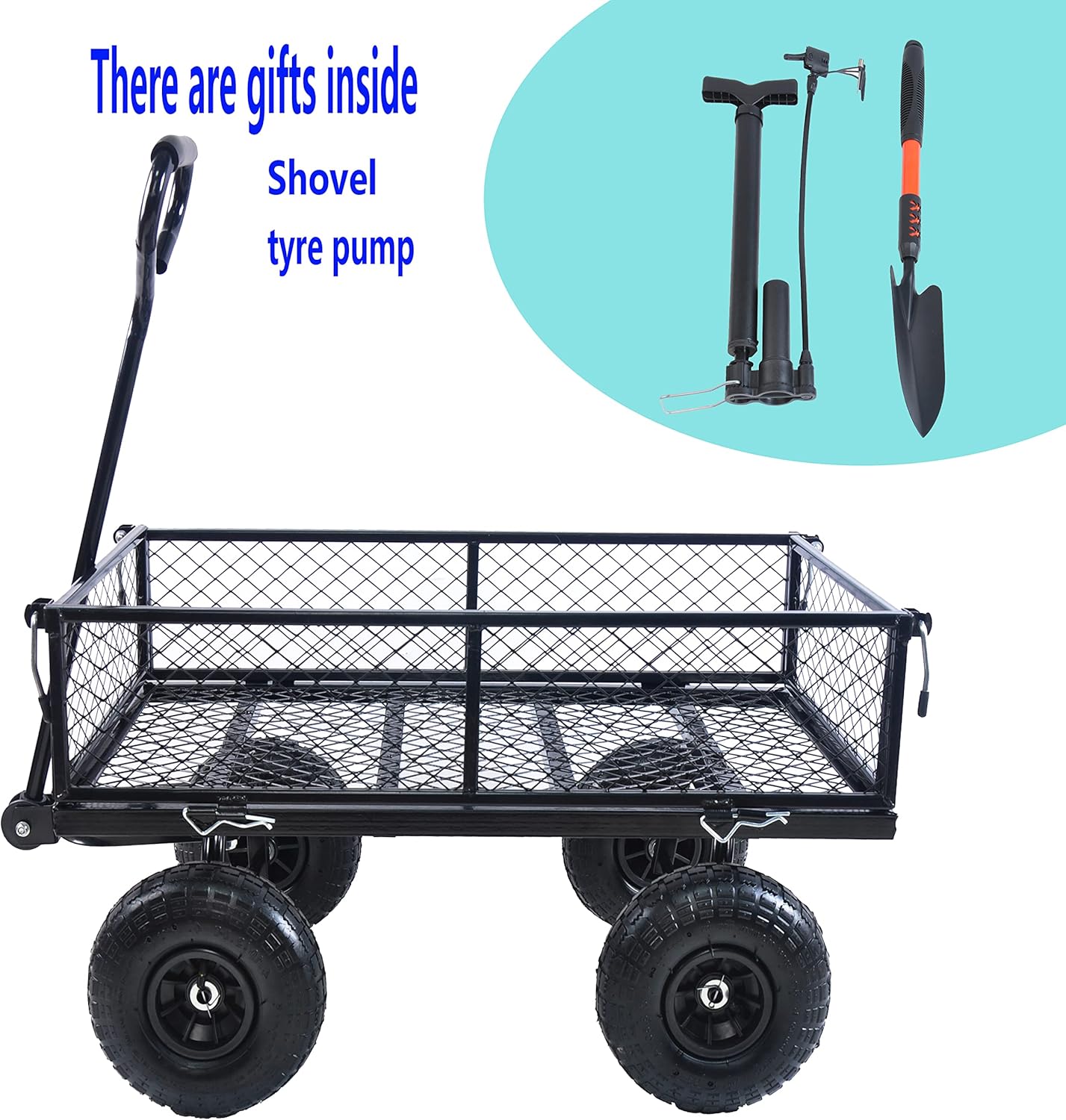 Garden Cart Outdoor Utility Wagon with Solid Wheels Beach Wagon,All Te