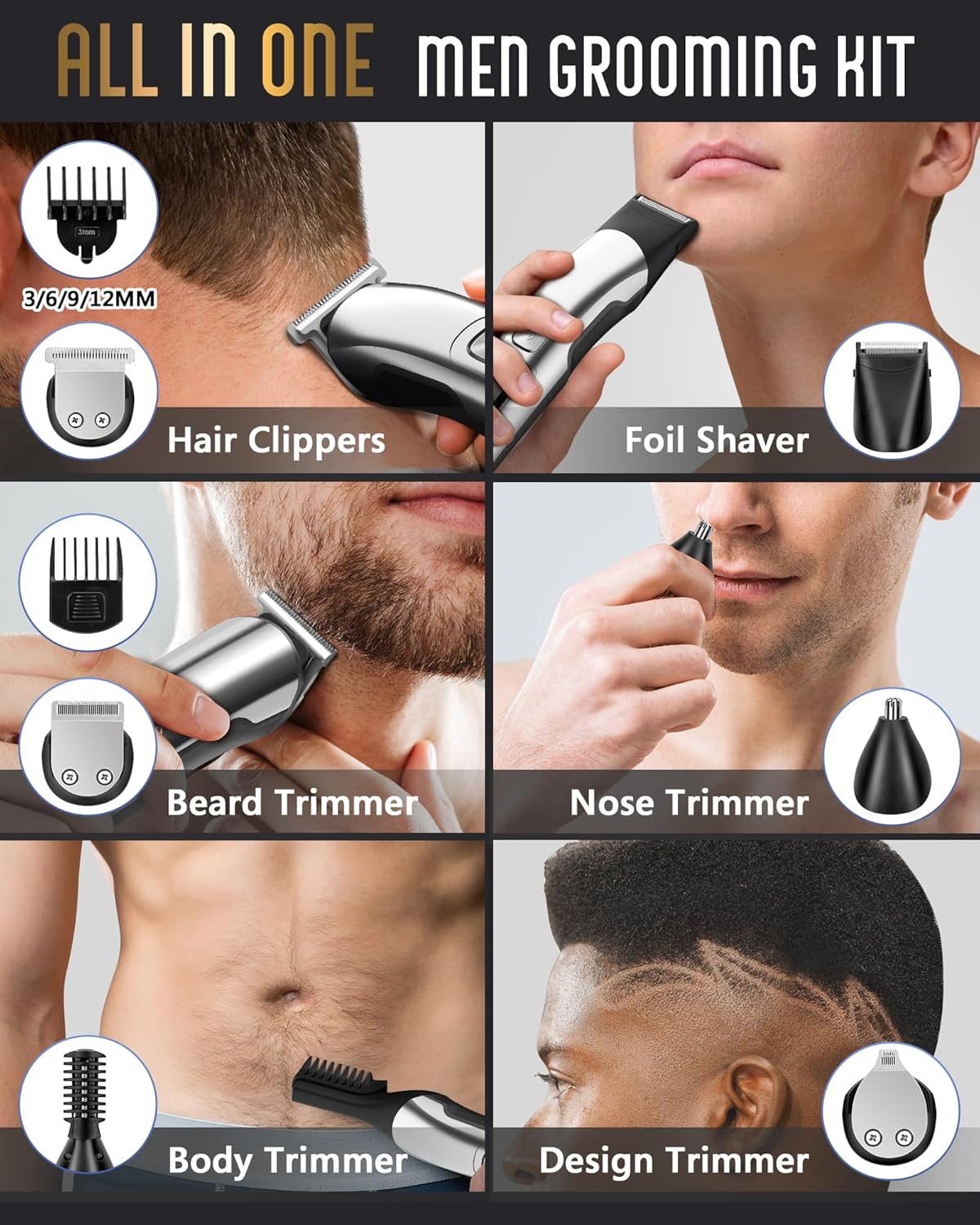 Ufree Beard Trimmer for Men, Waterproof Electric Razor for Nose, Body,