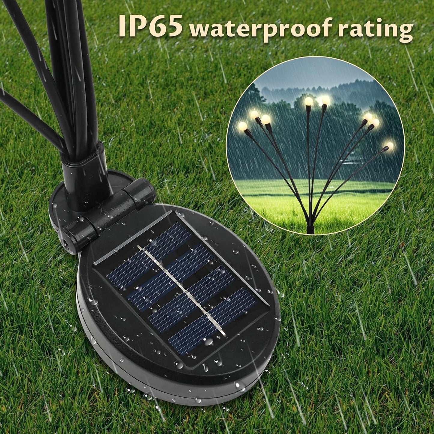 2pack Firefly Solar Garden Lights 16led Sensor Light Waterproof for Garden Decoration Yard Pathway ，Halloween，Parties，Wedding， Christmas Decoration (White)