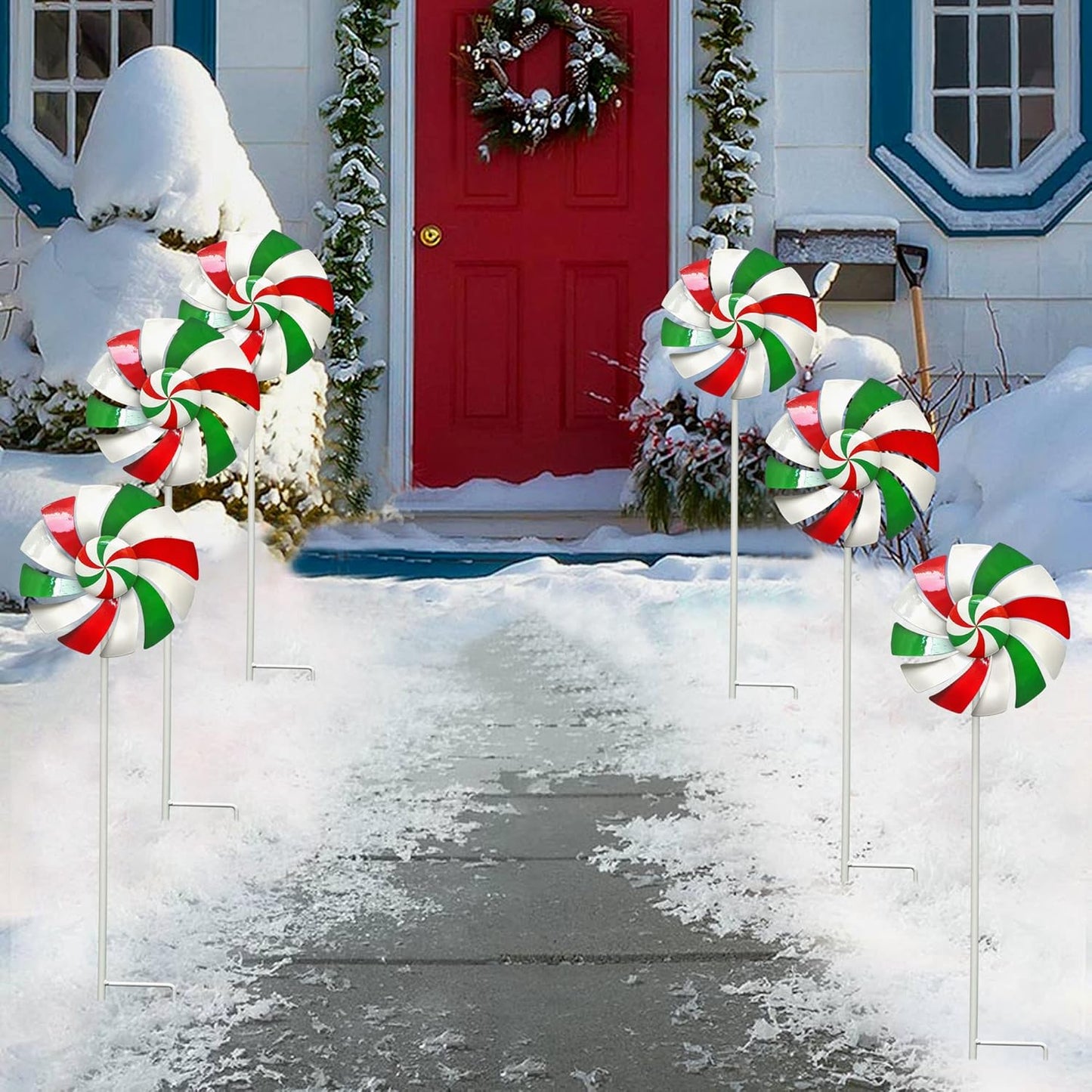 3 Pack Outdoor Metal Lollipop Wind Spinners Yard & Patio Christmas Dec