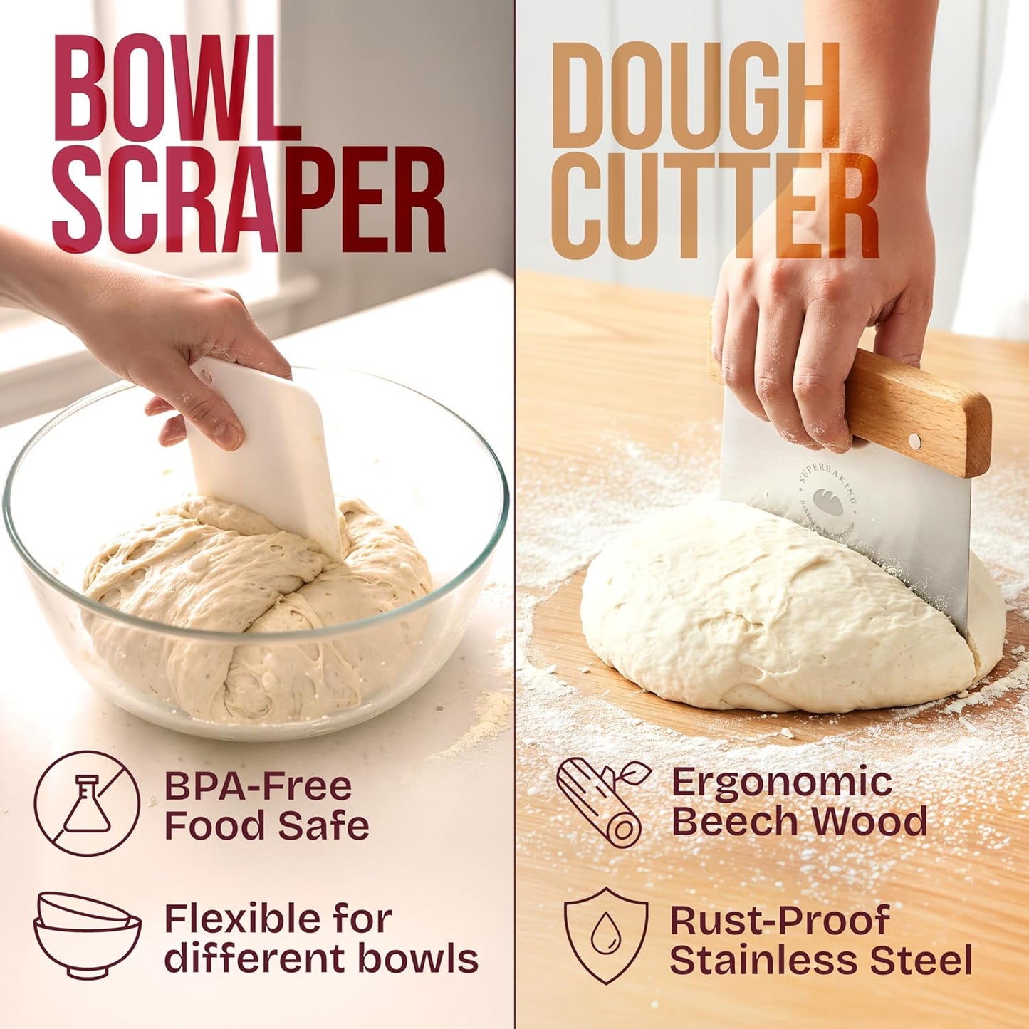 Superbaking Sourdough Starter Kit, 9" Round Banneton Bread Proofing Ba