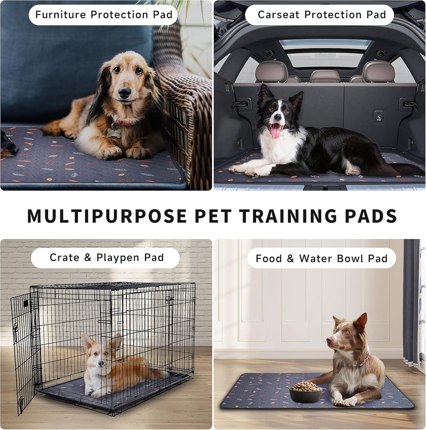 Sunheir Washable Pee Pads for Dogs , Thick Heavy Absorbency Reusable, 