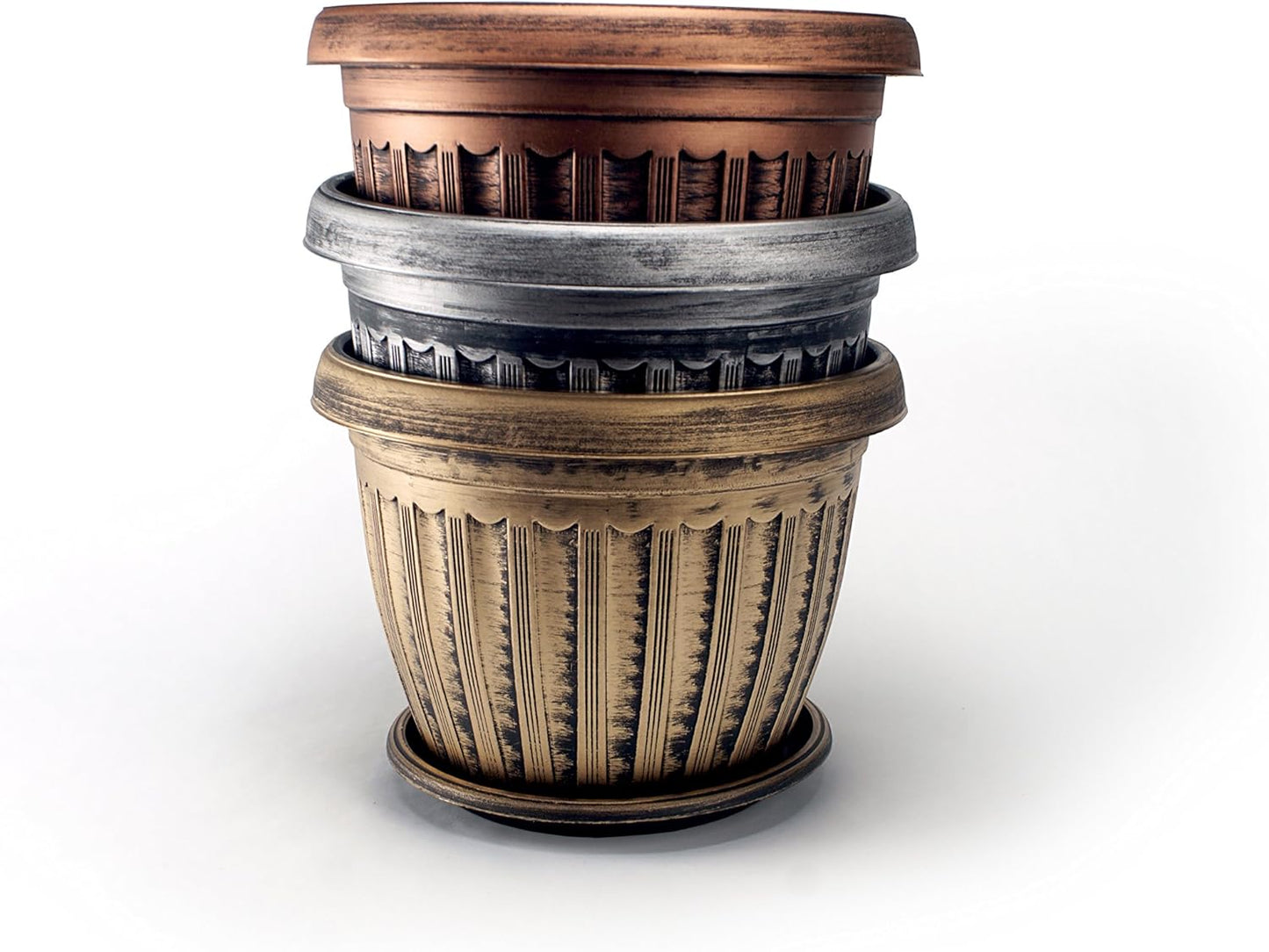 Rustic Flowerpot 10 Planter for Garden Patio Office Ornaments Home Decor Long Lasting Reusable Light Weight (Gold-S)