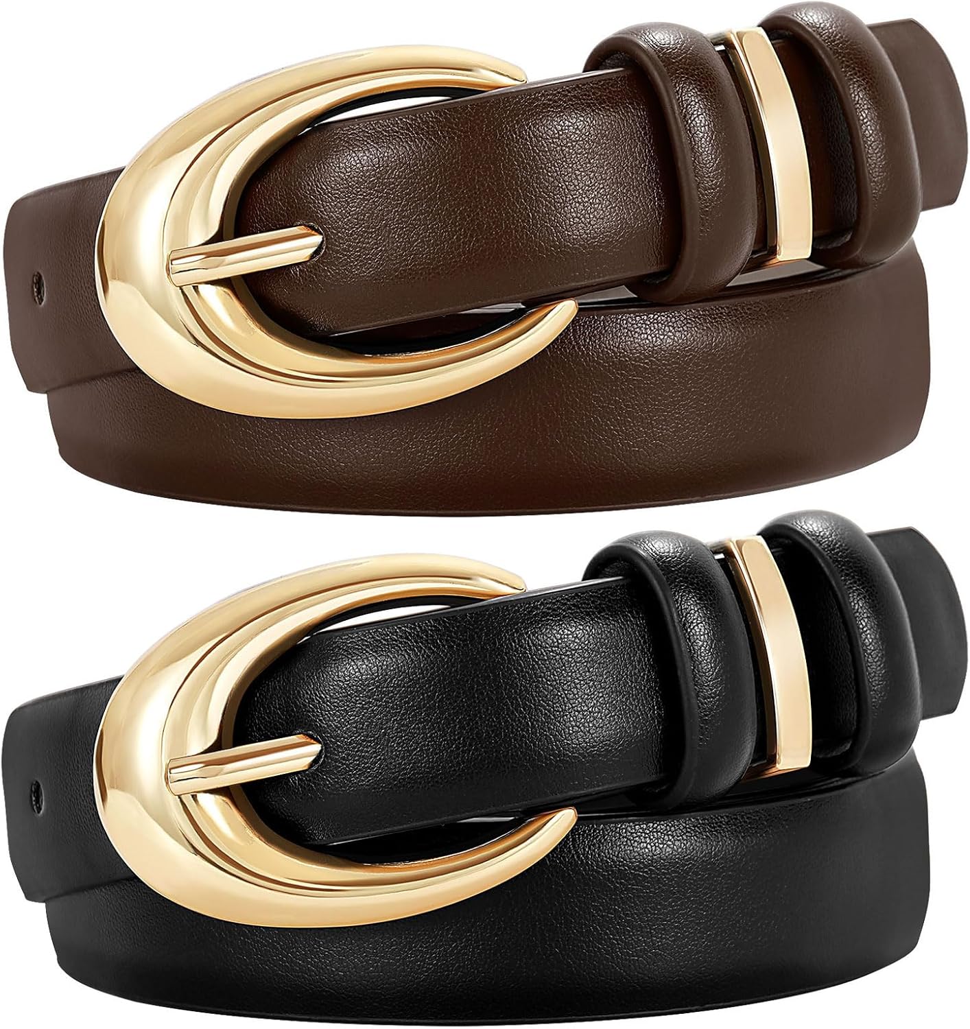 TRIWORKS 2 Pack Women Leather Belt for Jeans Pants Fashion Ladies Skin