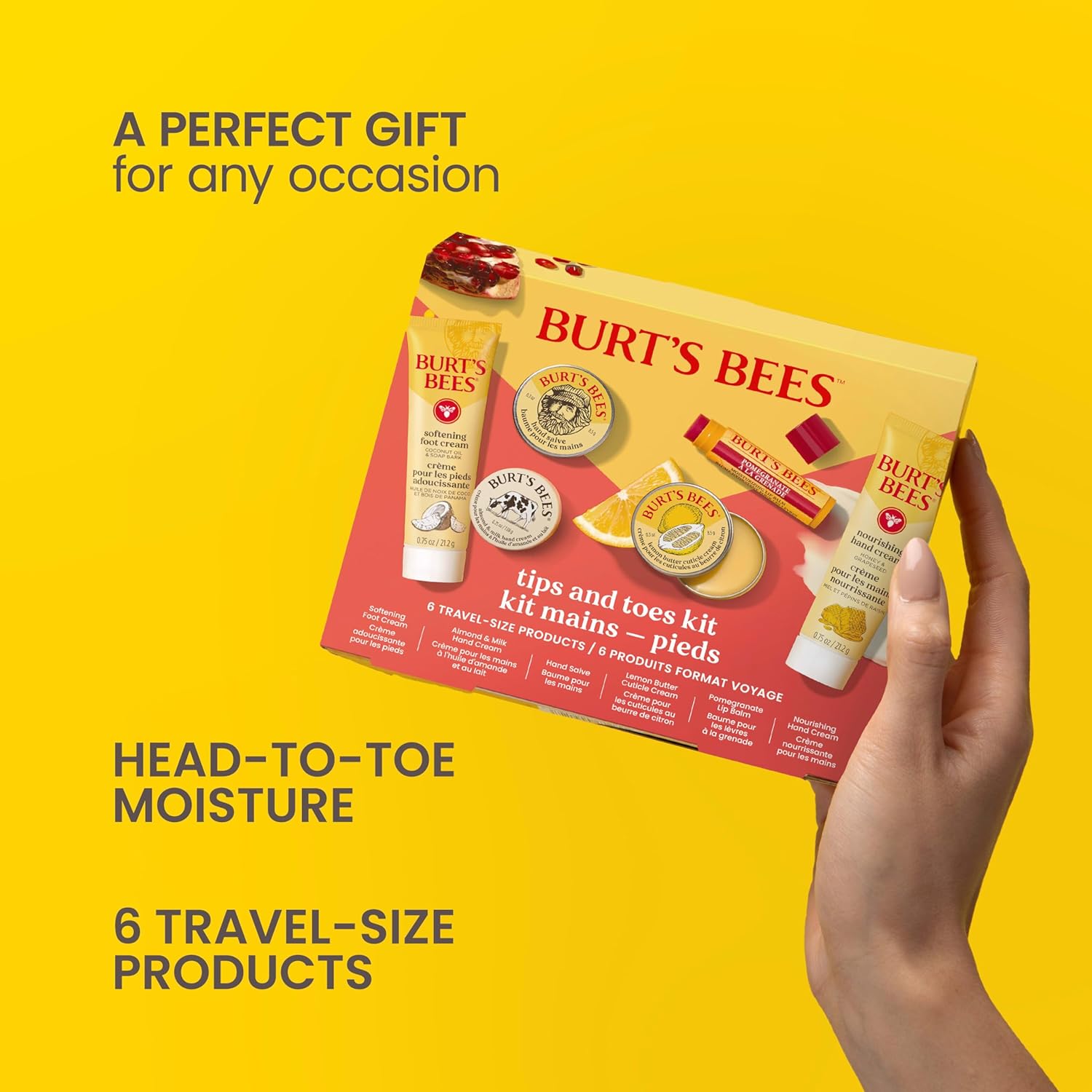 Burt's Bees Gifts Ideas, Tips and Toes Kit, 6 Travel Size Products - P