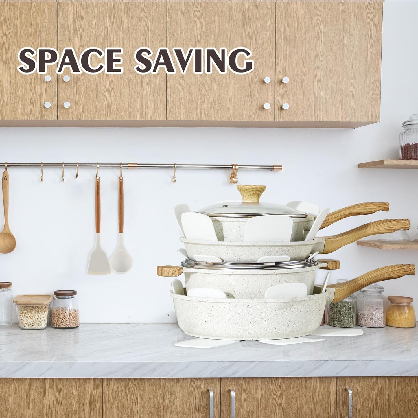 SENSARTE Nonstick Ceramic Cookware Set, 13-Piece Non-toxic Pots and Pa