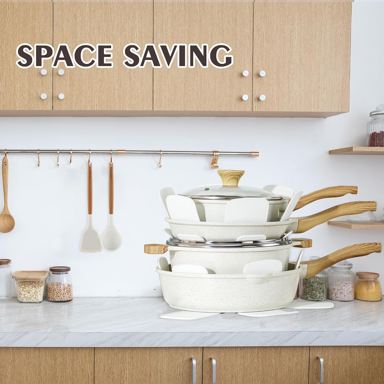SENSARTE Nonstick Ceramic Cookware Set, 13-Piece Non-toxic Pots and Pa