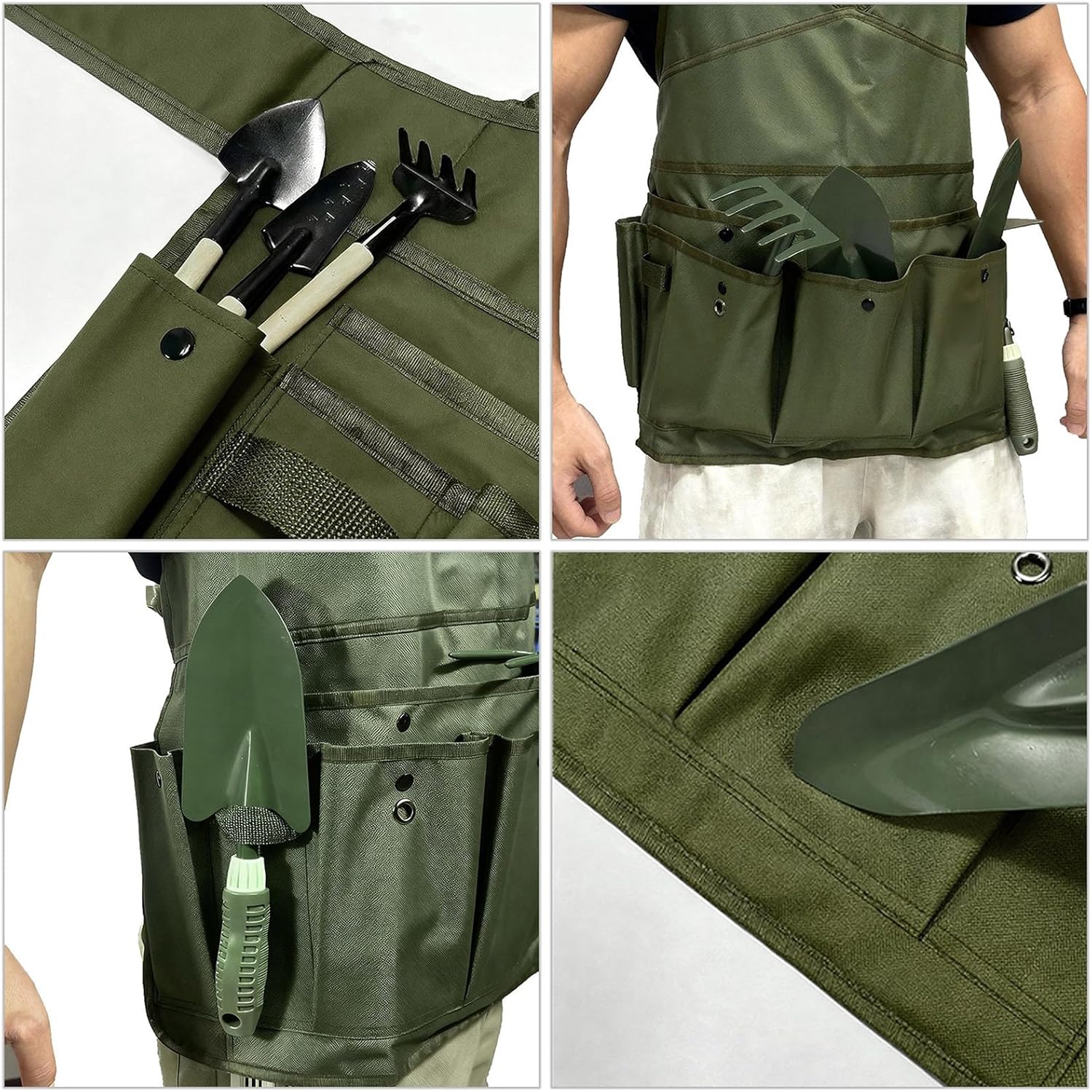 Ergonomic Gardening Work Apron Heavy Duty Multiple Pockets Adjustable 
