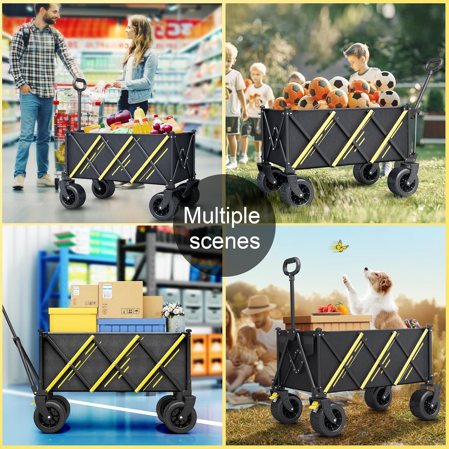 Wagon cart Foldable,Portable cart,Pets carts,with Large All-Terrain Be
