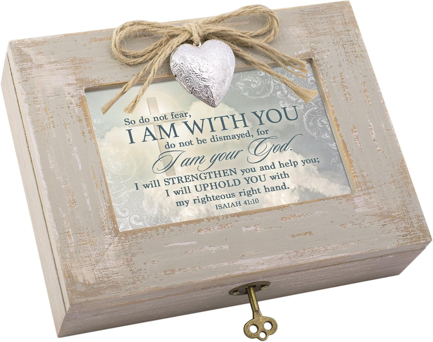 Cottage Garden Do Not Fear I Am with You Natural Taupe Wood Locket Mus