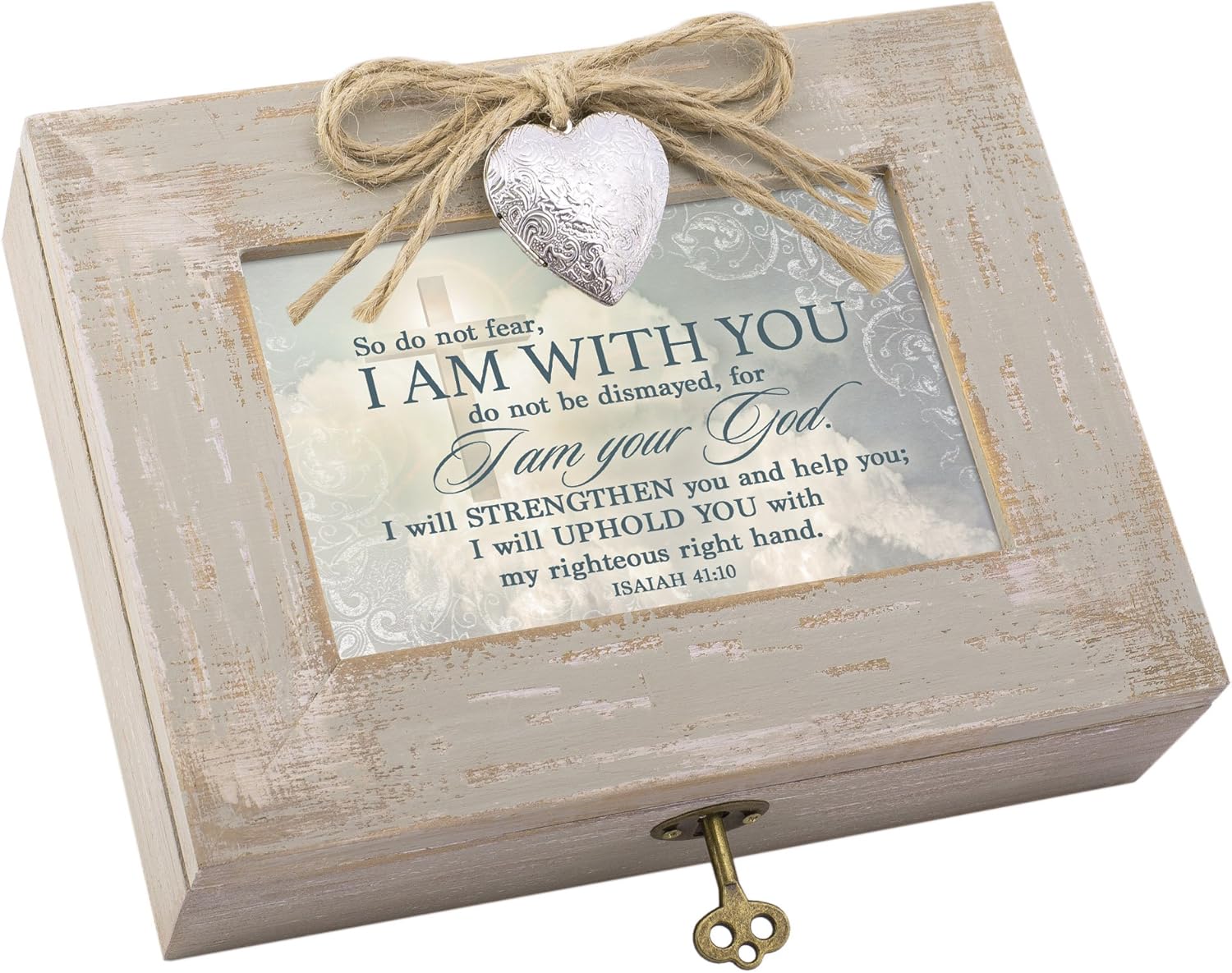 Cottage Garden Do Not Fear I Am with You Natural Taupe Wood Locket Mus