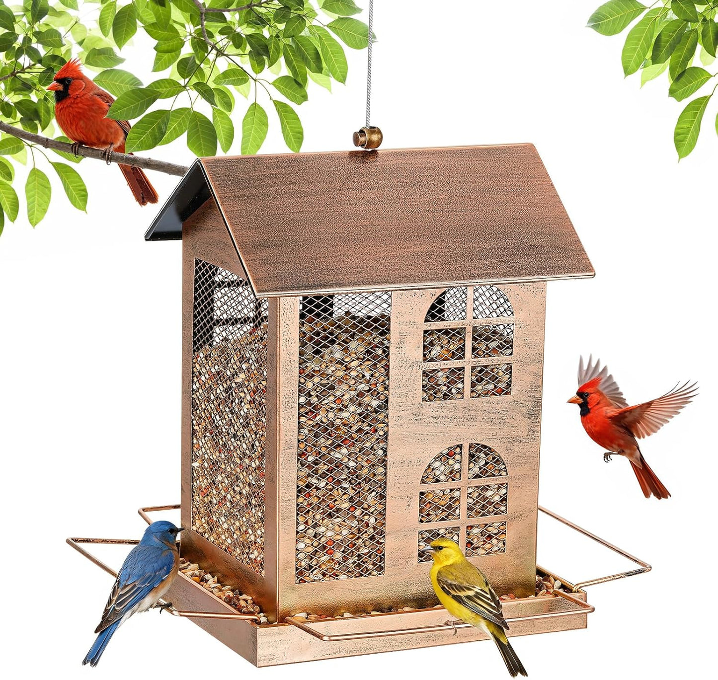 Bird Feeders for Outdoors, Heavy Duty Metal Bird Feeders for Outside H