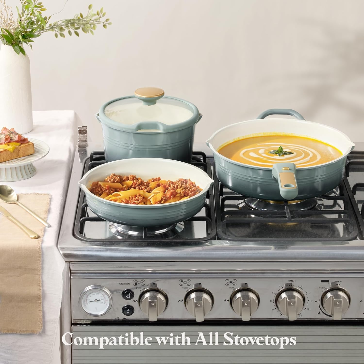 CAROTE 20Pcs Titanium Cookware Set, Pots and Pans Set Non Stick, Kitch