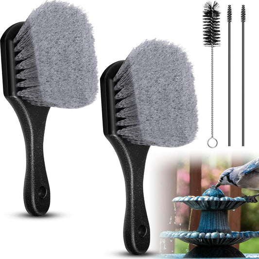 5 Pcs Bird Bath Brush,Bird Bath Cleaning Brush with Ergonomic Handle and PVC Bristles Hummingbird Feeder Cleaning Brush for Bird Feeder Bath Accessories Fountain Outdoor Cleaning