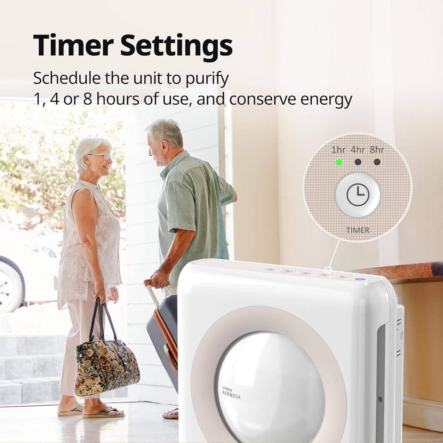 Coway Airmega AP-1512HH(W) True HEPA Purifier with Air Quality Monitor